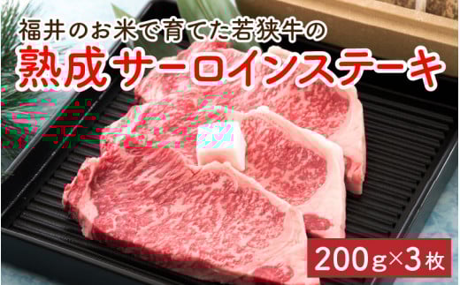 福井のお米で育てた野村さんの若狭牛 「熟成サーロインステーキ」 200g × 3枚 【サーロイン ステーキ肉 若狭牛 国産和牛 黒毛和牛 黒毛和種 ブランド牛 和牛 肉 牛 牛肉 坂井市 福井県産 国