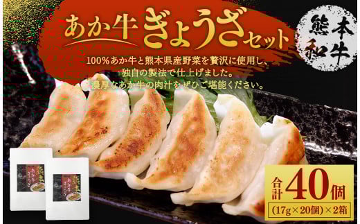 熊本和牛 あか牛 ぎょうざ セット(熊本あか牛餃子20個入り×2箱) 計40個熊本県西原村12000鍋セット・総菜・加工食品総菜