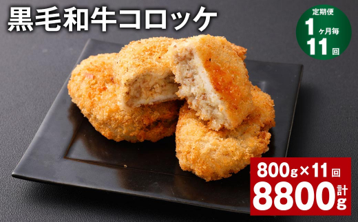 【1ヶ月毎11回定期】 黒毛和牛コロッケ 100g?8個 計8.8kg (800g?11回) 牛肉 お肉 揚げ物熊本県西原村59000鍋セット・総菜・加工食品総菜