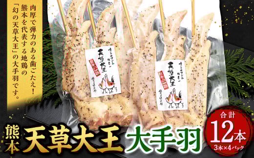 熊本 天草大王 大手羽 12本 (3本×4パック)鶏 鶏肉 地鶏 手羽 バーベキュー キャンプ熊本県西原村18000肉鶏肉