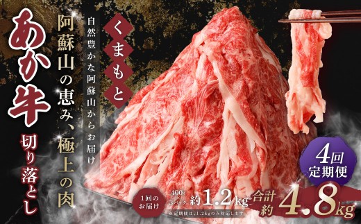 【 4回 定期便 】くまもと あか牛 切り落とし 1.2kg×4回 計4.8kg 肉 牛肉 和牛 ブランド牛 あか牛 赤牛 赤身 切落し 冷凍熊本県西原村82000肉牛肉