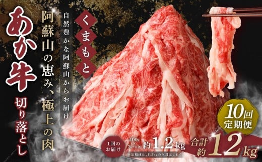 【 10回 定期便 】くまもと あか牛 切り落とし 1.2kg×10回 計12kg 肉 牛肉 和牛 ブランド牛 あか牛 赤牛 赤身 切落し 冷凍熊本県西原村201000肉牛肉