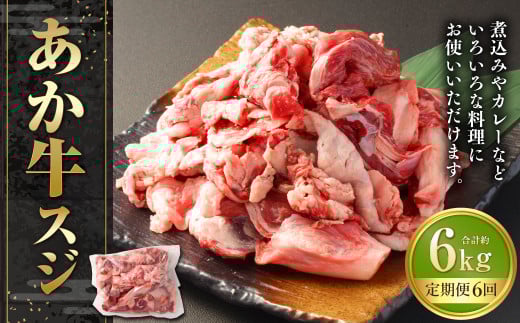 【6ヶ月定期便】あか牛スジ 約1kg 計約6kg 牛スジ 熊本 熊本県産 赤牛 あか牛 牛肉 ブランド 肉 牛 お肉 ヘルシー すじ 牛スジ 牛筋 定期便 熊本県 西原村 冷凍熊本県西原村60000肉牛肉