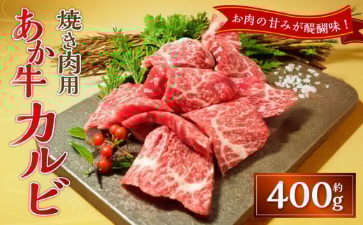 あか牛カルビ焼き肉用(あか牛バラカルビ約400g)あか牛 牛肉 カルビ バラ 肉 熊本産 国産牛 和牛熊本県西原村19000肉牛肉