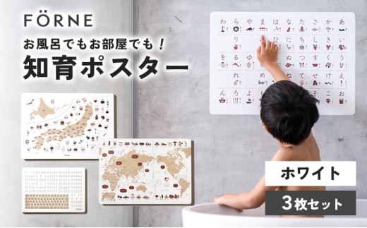 知育ポスター3枚セット(ホワイト)(日本地図・世界地図・ローマ字)【幼稚園 小学生 オシャレ 学習用 防水加工 知育 情操教育 おしゃれ 子供 シンプル ギフト お祝い 入園 入学】 [5310-