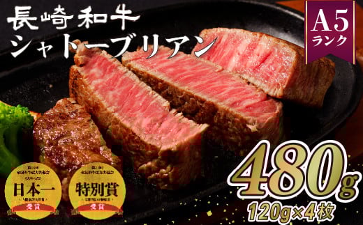 B214p 長崎和牛 シャトーブリアン 480g (120g×4枚) のし 包装 贈答 お中元 お歳暮 ギフト長崎県佐世保市87000肉牛肉