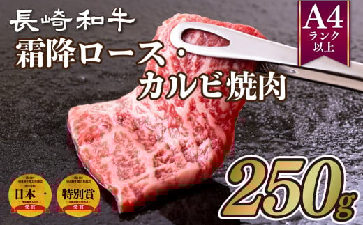B257p 長崎和牛霜降ロース・カルビ焼肉(250g)長崎県佐世保市16500肉牛肉