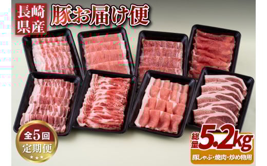 B243p 《定期便》長崎県産豚お届け便(5回)長崎県佐世保市54500肉豚肉