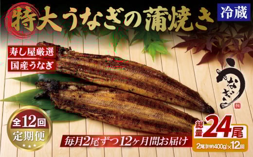 A389p 《定期便》寿し屋厳選!特大うなぎの蒲焼き(国産)【12回お届け】長崎県佐世保市454500魚介・海産物うなぎ