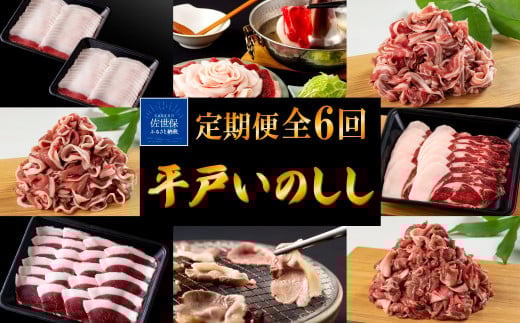 B339b 【毎月 定期便 6回】新感覚 ジビエ 平戸いのしし 三昧 2mmスライス 猪肉 (しゃぶしゃぶ ぼたん鍋 焼肉用 イノシシ肉 ロース肉 モモ肉 肩ロース肉 ) ジビエ肉長崎県佐世保市99500肉ジビエ