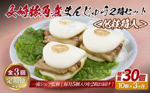 E328p 長崎豚角煮まんじゅう10個(5入を2箱)〈化粧箱入〉【3回定期便】長崎県佐世保市35500鍋セット・総菜・加工食品総菜