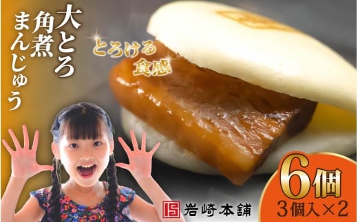 E481【岩崎本舗】大とろ角煮まんじゅう(3個入×2パック) / 本場 人気 有名 老舗 長崎県 佐世保市 温めるだけ お手軽 夜食 おやつ 豚肉 豚角煮 角煮まん 中華まん 長崎名物 卓袱料理 饅頭 角煮