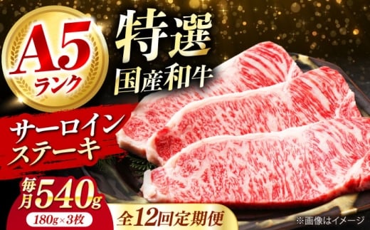 【全12回定期便】 和牛 国産和牛特上サーロインステーキ 180g×3枚 肉 お肉 国産 和牛 牛肉 ステーキ 冷凍 サーロイン サーロインステーキ 肉 お肉 国産 和牛 牛肉 ステーキ 冷凍 サーロイン