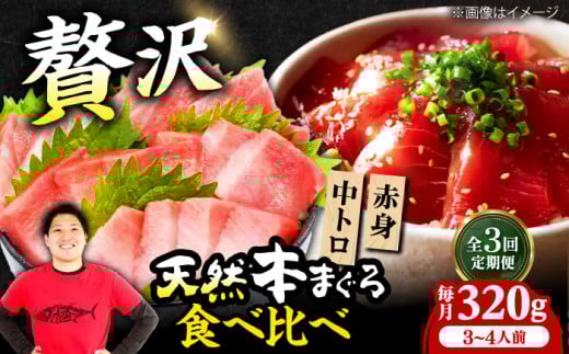 【全3回定期便】極上!たね熟天然本まぐろ赤身&中トロセット(320g 各160g) 天然 マグロ 鮪 中トロ 刺身 魚 赤身 魚介類 海鮮丼 本マグロ 本まぐろ 中トロ 大トロ 赤身 冷凍 お刺身 お寿司 大阪