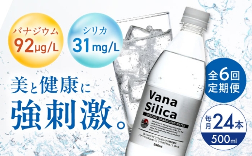 【全6回定期便】VanaSilica(バナシリカ) 富士山のバナジウム&シリカ 強炭酸水 500ml 24本 炭酸 強炭酸 炭酸水 大容量 ハイボール 割り材 割材 ペットボトル お水 飲料 飲料水 ドリンク 飲み物