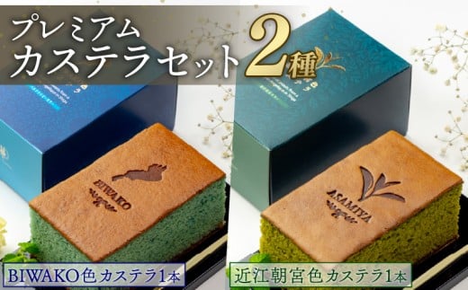 カステラ 2種セット 琵琶湖 近江朝宮茶 プレミアム セット 2種 BIWAKO 抹茶 朝宮茶 朝宮抹茶 スイーツ デザート 和菓子 菓子 お菓子 おやつ 個包装 ご当地 こだわり お土産 バタフライピー レモ