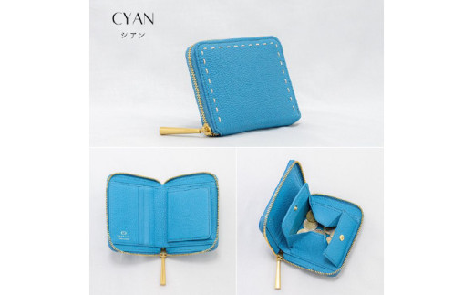 BONNY(ボニー)/本革ラウンドファスナー二つ折り財布 CYAN(シアン)大阪府東大阪市143000衣類・装飾品・工芸品財布