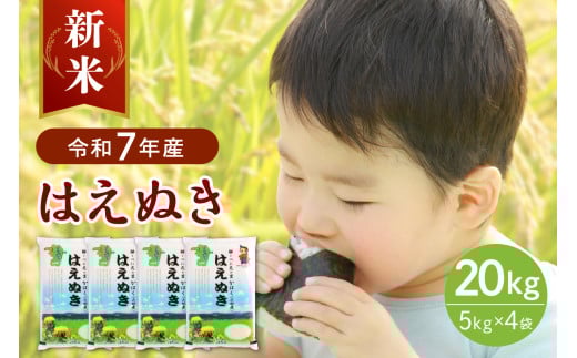 【令和7年産米】2026年1月下旬発送 はえぬき20kg(5kg×4袋)山形県産 【JAさがえ西村山】山形県河北町67200米・パン白米