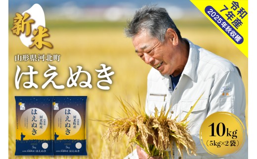 【令和7年産米】2025年11月下旬発送 はえぬき10kg(5kg×2袋) 山形県産 【米comeかほく協同組合】 ka024-040d-r7-113山形県河北町24000米・パン白米