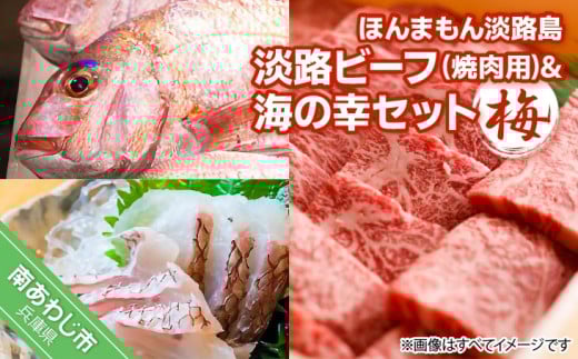 ほんまもん淡路島 淡路ビーフ(焼肉用)&海の幸セット(梅)兵庫県南あわじ市28000肉牛肉