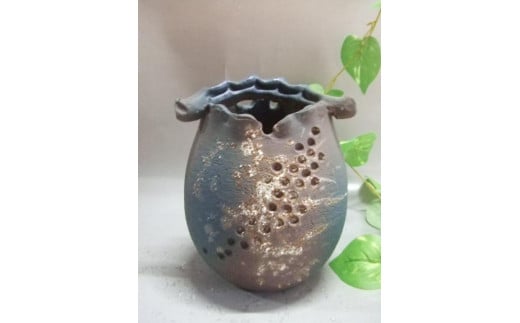 【信楽焼】ディープブルー手付花入れ 花入 花器 花瓶   nha-016滋賀県甲賀市13000衣類・装飾品・工芸品その他 装飾品・工芸品