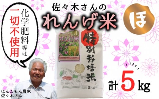 【精米】佐々木さんの「れんげ米」(5kg)大分県臼杵市15000米・パン白米