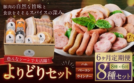 【全6回定期便】よりどりセット ( スモークウィンナー ベーコン ロースハム ベリーロール ビアシンケン スペックヴルスト ヤークトヴルスト リオナ )長崎県長崎市240000肉加工肉(ハム・ソ
