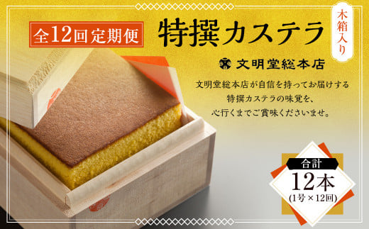【全12回定期便】特撰カステラ1号 かすてら カステラ 洋菓子 お菓子 菓子 定期便 文明堂総本店長崎県長崎市159000菓子・スイーツその他 洋菓子