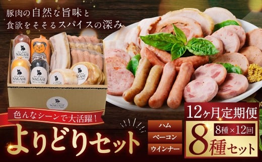 【全12回定期便】よりどりセット ( スモークウィンナー ベーコン ロースハム ベリーロール ビアシンケン スペックヴルスト ヤークトヴルスト リオナ )長崎県長崎市480000肉加工肉(ハム・ソ