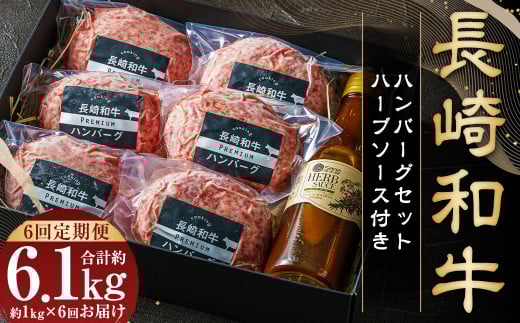 【全6回定期便】【年間1万個売れる!】A4〜A5ランク 長崎和牛 ハンバーグ セット 約170g×6個 牛肉 肉 牛 和牛 国産牛 国産 長崎和牛長崎県長崎市110000肉牛肉
