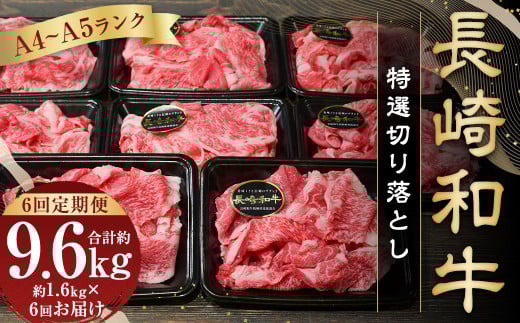 【全6回定期便】【A4〜A5ランク】長崎和牛 特選 切り落とし 約1.6kg (200g×8パック) 牛肉 肉 牛 和牛 国産牛 国産 長崎和牛長崎県長崎市175000肉牛肉