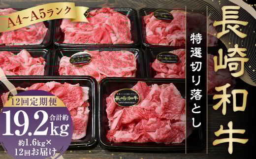 【全12回定期便】【A4〜A5ランク】長崎和牛 特選 切り落とし 約1.6kg(200g×8パック) 牛肉 肉 お肉長崎県長崎市350000肉牛肉