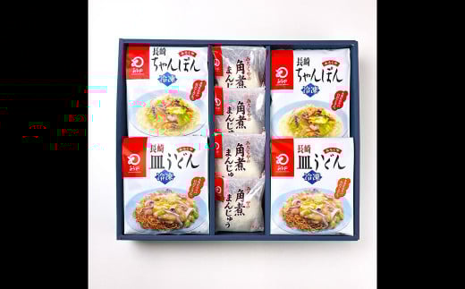 【全3回定期便】具材付き!長崎ちゃんぽん・皿うどん揚麺・角煮まんじゅう 詰合せ / みろく屋 計24個 チャンポン 皿うどん 角煮まん 角煮饅頭 冷凍 惣菜 ギフト 贈り物 ちゃんぽん 長崎ち