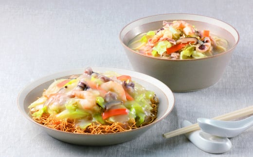 【全12回定期便】具材付き!長崎ちゃんぽん・皿うどん揚麺 各2人前 / 計48人前 (4人前×12回) ちゃんぽん チャンポン 皿うどん 麺類 みろくや 長崎県 長崎市 長崎ちゃんぽん長崎県長崎市151000