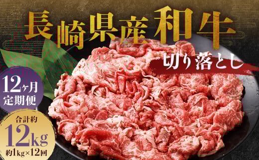 【全12回定期便】長崎県産和牛 切り落とし 1kg (500g×2パック) / 和牛 牛肉 牛 お肉 肉 国産 切落し きりおとし 肉のマルシン 長崎県 長崎市長崎県長崎市173000肉牛肉