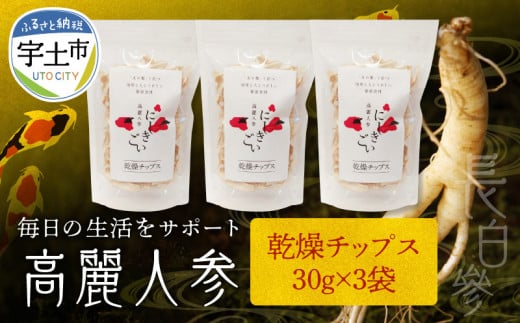 128-14 高麗人参(乾燥チップス 30g×3)熊本県宇土市32500鍋セット・総菜・加工食品その他 鍋セット・総菜・加工食品