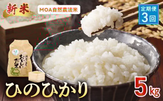 T3-15-553_4 【定期便3回】\☆新米☆/那須自然農園 MOA自然農法米「ひのひかり」七分搗き米5kg熊本県宇土市48000米・パン白米