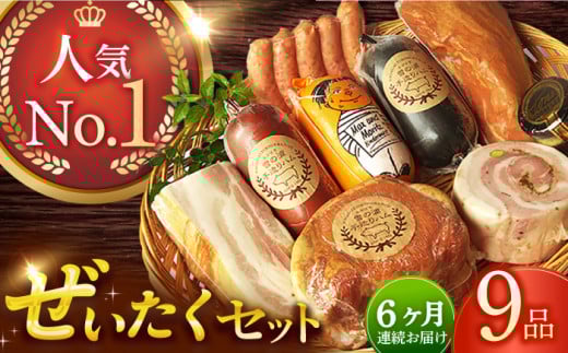 【国際大会金賞】【毎月9点×6回定期便】ぜいたくセット 毎月9品(計54品) / 無添加ロースハム 無添加ボンレスハム 無添加ベーコン ビアシンケン リオナ ベリーロールブロック ヤークトヴ