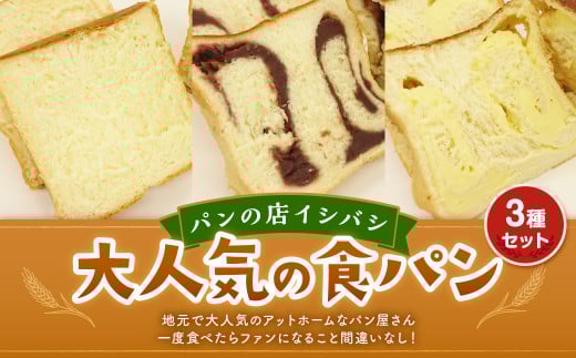 AU-11 パンの店イシバシ 大人気の食パン3種セット 3斤 食パン パン茨城県神栖市9000米・パンパン
