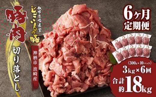 【6ヶ月定期便】 豚肉 切り落とし 約3kg(約300g×10パック)×6回 合計 約18kg 豚 肉 じごいもの豚 定期便 茨城県 神栖市茨城県神栖市133000肉豚肉