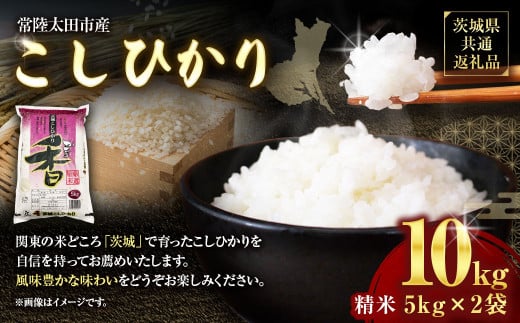 【令和6年産】茨城県産こしひかり 精米10kg(5kg×2)(茨城県共通返礼品・常陸太田市産)  / コシヒカリ 米 お米 こめ おこめ コメ 白米 ご飯 ごはん茨城県神栖市31000米・パン白米