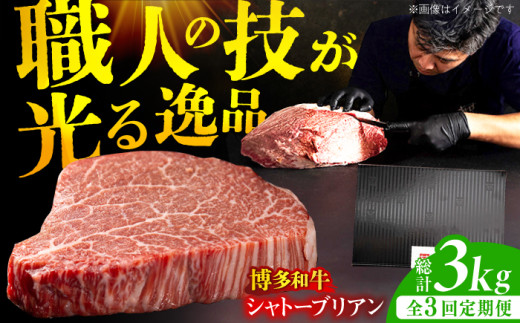 【3回定期便】博多和牛 ヒレ シャトーブリアン 200g×5枚 牛肉 にく ステーキ お歳暮 お中元 贈答用 シャトーブリアン ヒレ ヒレステーキ 赤身 父の日 母の日 敬老の日 広川町 / 久田精肉店株