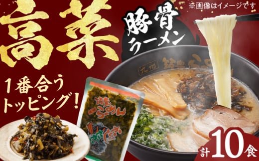 高菜生ラーメン10食セット らーめん たかな 高菜 麺 豚骨 とんこつスープ 中華麺 生麺 冷蔵 時短 手軽 筑豊ラーメン やまごや 九州 福岡 スピード配送 広川町 / ワイエスフード株式会社 [AFAE00