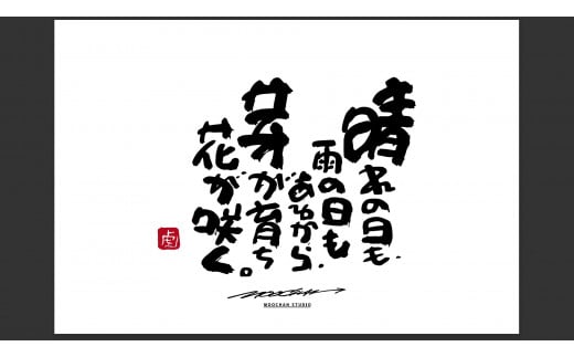 JDE-1.【書道家もーちゃん】もーちゃん額 L/29.晴れの日も、雨の日もあるから、芽が育ち花が咲く。奈良県桜井市154000衣類・装飾品・工芸品その他 装飾品・工芸品