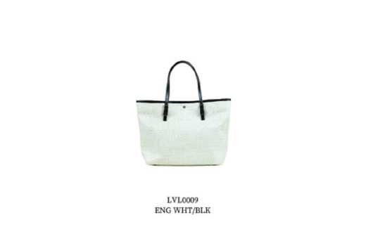 レザー調トートバッグ ENG WHT/BLK【LVL0009】愛知県長久手市22000衣類・装飾品・工芸品鞄・バッグ