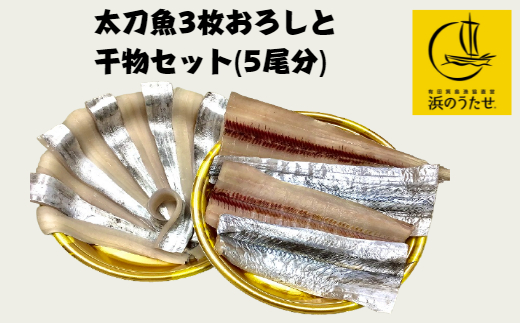 529.【産直市場「浜のうたせ」】太刀魚の3枚おろしと干物のセット(5尾分)(A529-1)和歌山県有田市22000魚介・海産物干物