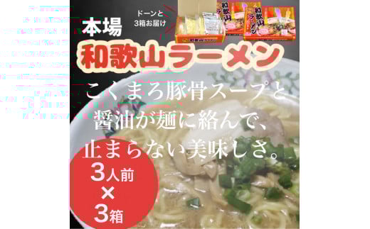 本場和歌山ラーメン【1箱3人前×3箱】(A903-1)和歌山県有田市10000麺ラーメン