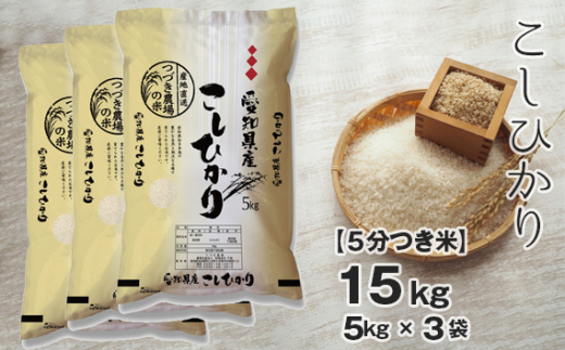 No.137 【5分つき米】 令和5年産 つづき農場のコシヒカリ 15kg / お米 こしひかり 愛知県愛知県阿久比町20000米・パン白米