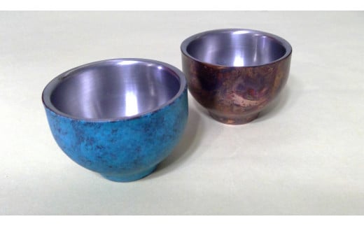 折燕ORI-EN 二重構造 ぐい呑み2個セット BLUE・COPPER RED FC056001新潟県燕市56000雑貨・日用品食器・グラス