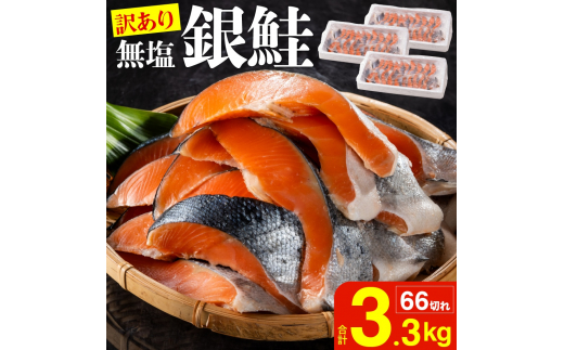 【訳あり】銀鮭切身 (打ち身、色飛び、カマ入) 無塩タイプ 味付け無し 約3.3kg FC017089新潟県燕市17000魚介・海産物鮮魚